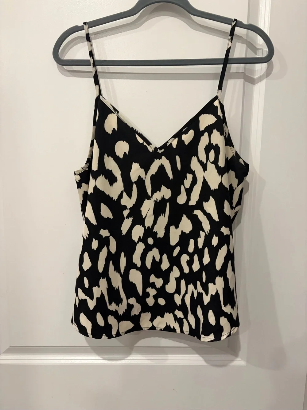Black and Cream Animal-Print Spaghetti Strap Cami